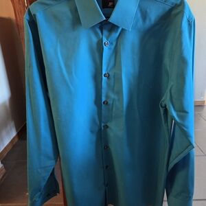 Mens JF J.Ferrar Teal Dress Shirt